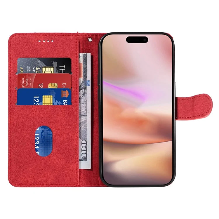 For iPhone 16 Plus Case Curved Line Imprint Leather Wallet Stand Phone Cover