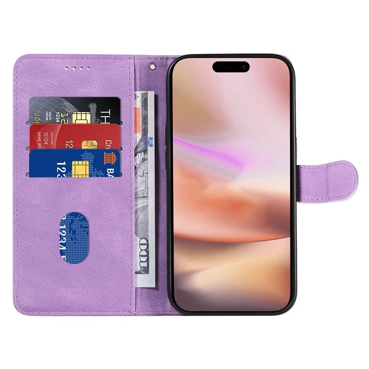 For iPhone 16 Plus Case Curved Line Imprint Leather Wallet Stand Phone Cover