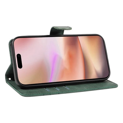 For iPhone 16 Plus Case Curved Line Imprint Leather Wallet Stand Phone Cover