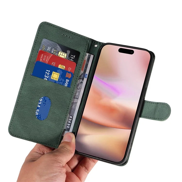 For iPhone 16 Plus Case Curved Line Imprint Leather Wallet Stand Phone Cover