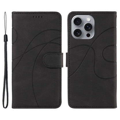 For iPhone 16 Pro Max Case Leather Stand Feature Flip Phone Cover Line Pattern