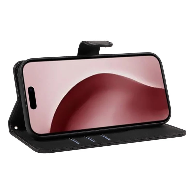 For iPhone 16 Pro Max Case Leather Stand Feature Flip Phone Cover Line Pattern