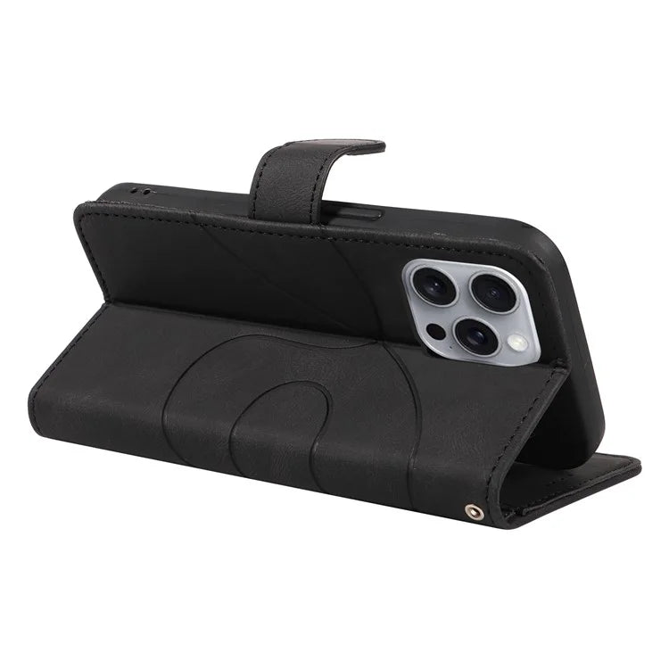 For iPhone 16 Pro Max Case Leather Stand Feature Flip Phone Cover Line Pattern