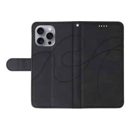 For iPhone 16 Pro Max Case Leather Stand Feature Flip Phone Cover Line Pattern