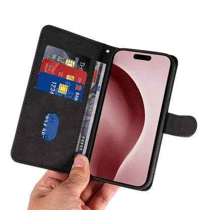 For iPhone 16 Pro Max Case Leather Stand Feature Flip Phone Cover Line Pattern