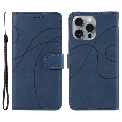 For iPhone 16 Pro Max Case Leather Stand Feature Flip Phone Cover Line Pattern