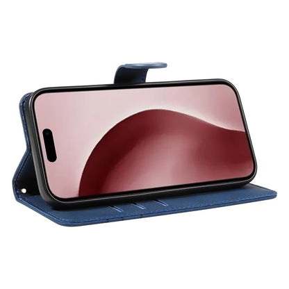 For iPhone 16 Pro Max Case Leather Stand Feature Flip Phone Cover Line Pattern