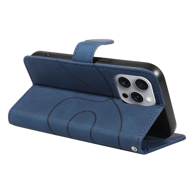 For iPhone 16 Pro Max Case Leather Stand Feature Flip Phone Cover Line Pattern