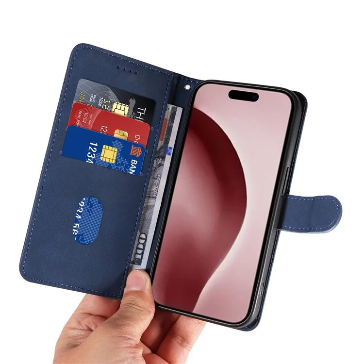 For iPhone 16 Pro Max Case Leather Stand Feature Flip Phone Cover Line Pattern