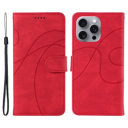 For iPhone 16 Pro Max Case Leather Stand Feature Flip Phone Cover Line Pattern