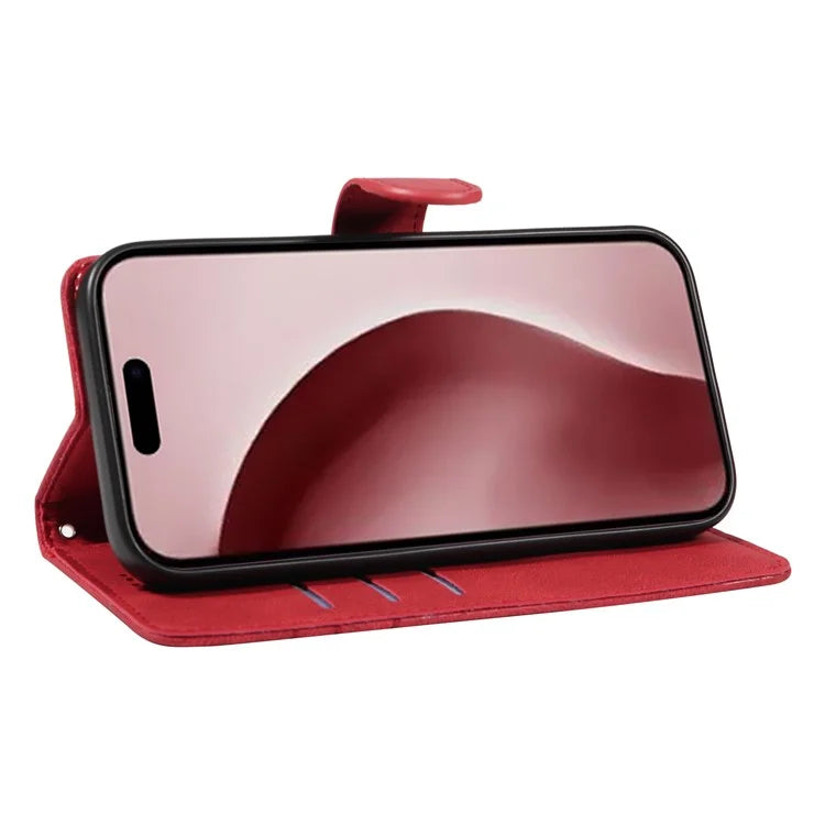 For iPhone 16 Pro Max Case Leather Stand Feature Flip Phone Cover Line Pattern