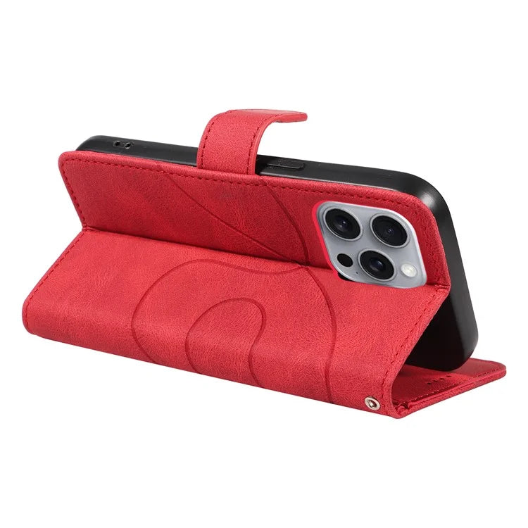 For iPhone 16 Pro Max Case Leather Stand Feature Flip Phone Cover Line Pattern