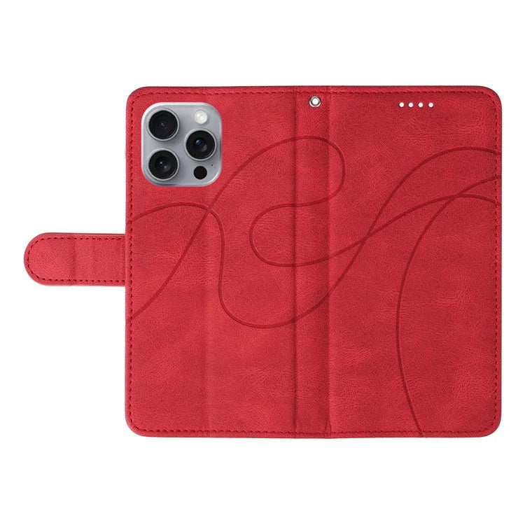 For iPhone 16 Pro Max Case Leather Stand Feature Flip Phone Cover Line Pattern
