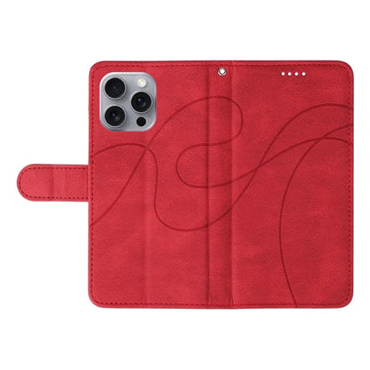 For iPhone 16 Pro Max Case Leather Stand Feature Flip Phone Cover Line Pattern