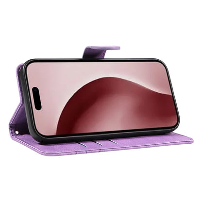For iPhone 16 Pro Max Case Leather Stand Feature Flip Phone Cover Line Pattern