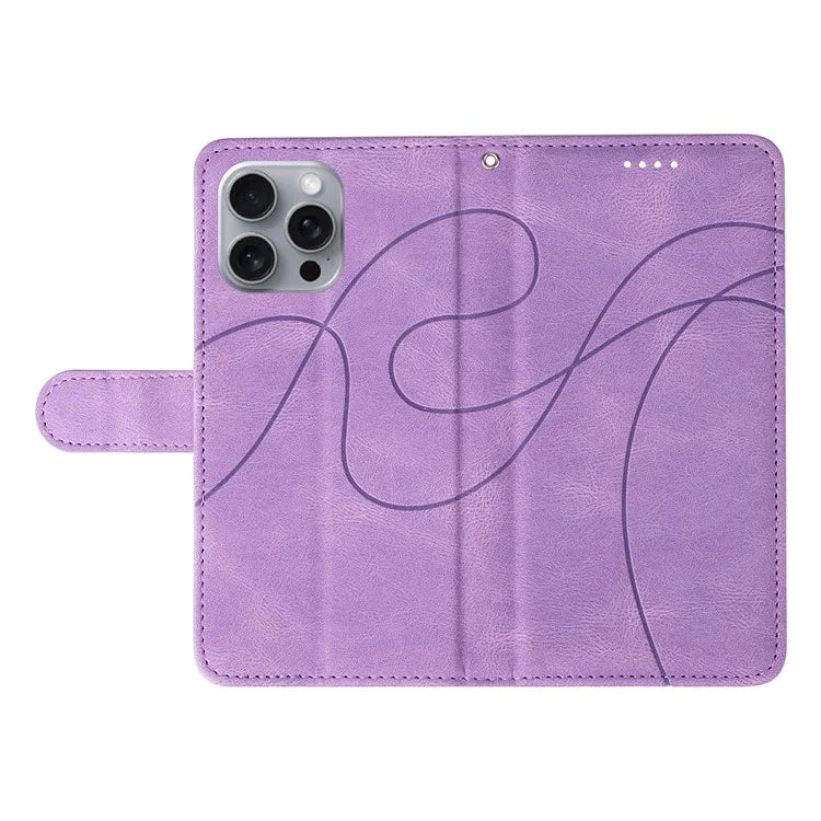 For iPhone 16 Pro Max Case Leather Stand Feature Flip Phone Cover Line Pattern