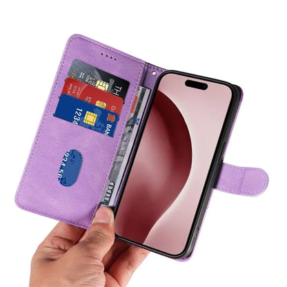 For iPhone 16 Pro Max Case Leather Stand Feature Flip Phone Cover Line Pattern