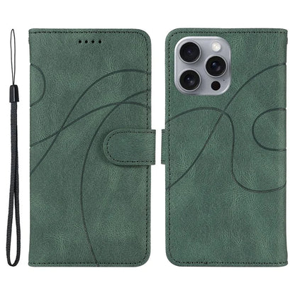 For iPhone 16 Pro Max Case Leather Stand Feature Flip Phone Cover Line Pattern