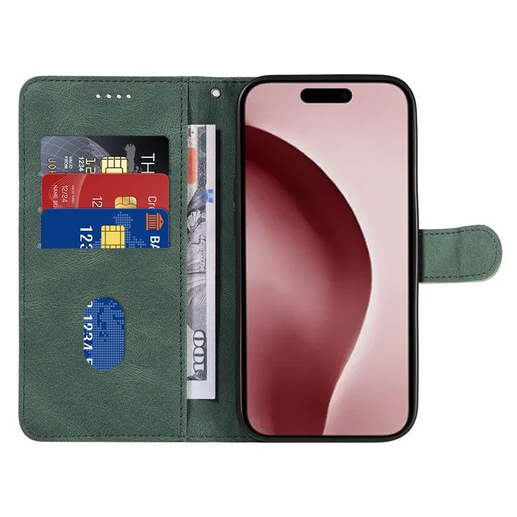 For iPhone 16 Pro Max Case Leather Stand Feature Flip Phone Cover Line Pattern
