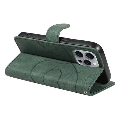 For iPhone 16 Pro Max Case Leather Stand Feature Flip Phone Cover Line Pattern