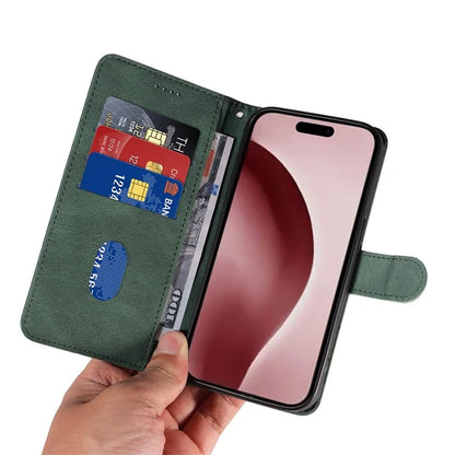 For iPhone 16 Pro Max Case Leather Stand Feature Flip Phone Cover Line Pattern