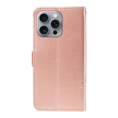 For iPhone 16 Pro Max Case Butterfly Flower Imprint Wallet Leather Phone Cover with Strap