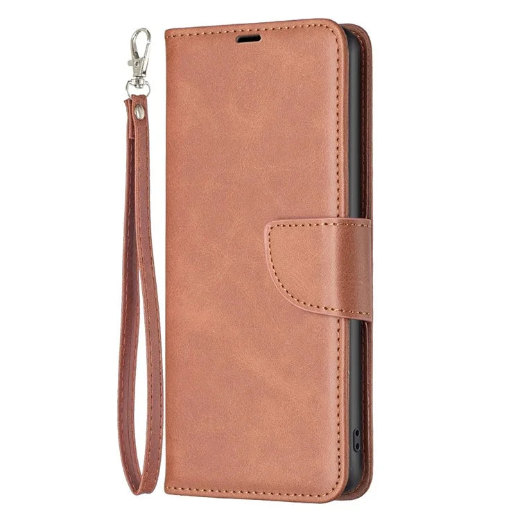 For iPhone 16 Pro Case Folding Stand Anti-Fall Leather Mobile Phone Cover with Hand Strap