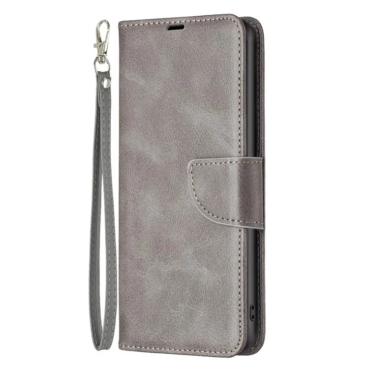 For iPhone 16 Pro Case Folding Stand Anti-Fall Leather Mobile Phone Cover with Hand Strap