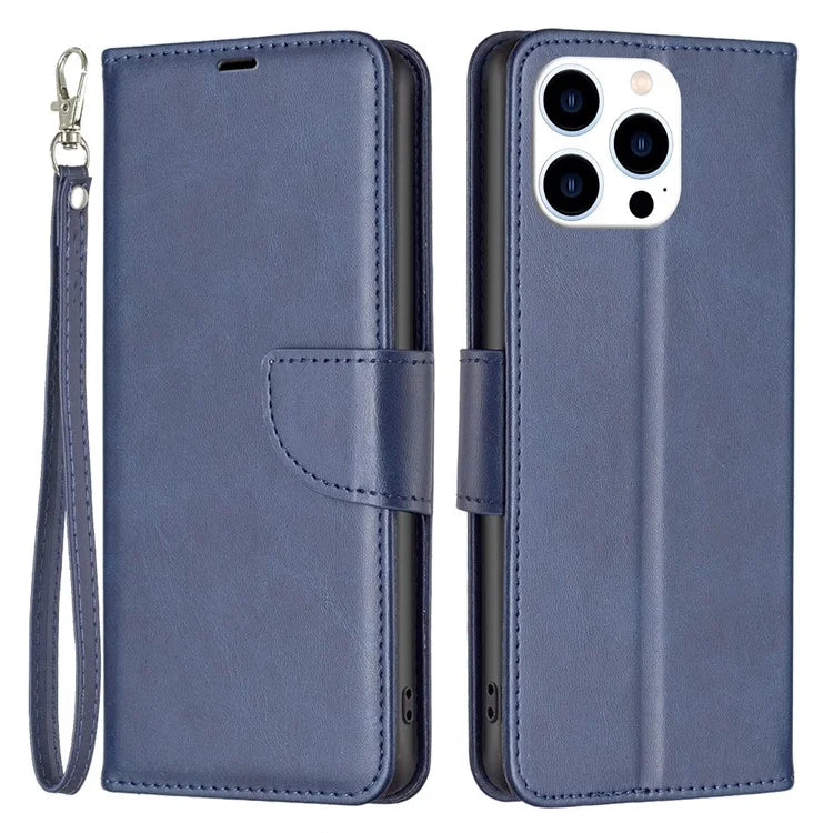 For iPhone 16 Pro Case Folding Stand Anti-Fall Leather Mobile Phone Cover with Hand Strap