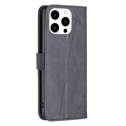 BINFEN COLOR BF05 For iPhone 16 Pro Case Leather Wallet Phone Cover Geometric Imprinted