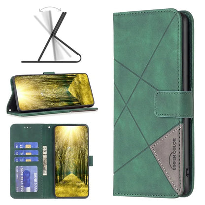 BINFEN COLOR BF05 For iPhone 16 Pro Case Leather Wallet Phone Cover Geometric Imprinted
