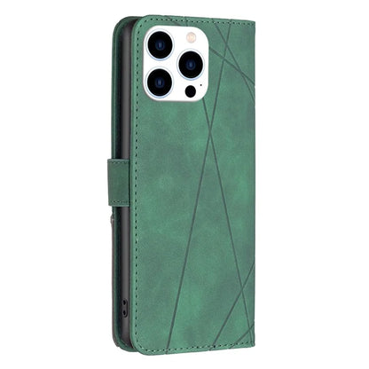 BINFEN COLOR BF05 For iPhone 16 Pro Case Leather Wallet Phone Cover Geometric Imprinted