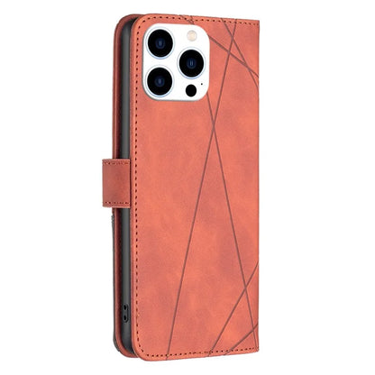 BINFEN COLOR BF05 For iPhone 16 Pro Case Leather Wallet Phone Cover Geometric Imprinted