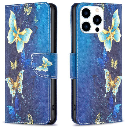 For iPhone 16 Pro Case Wallet Leather Flip Phone Cover Pattern Print