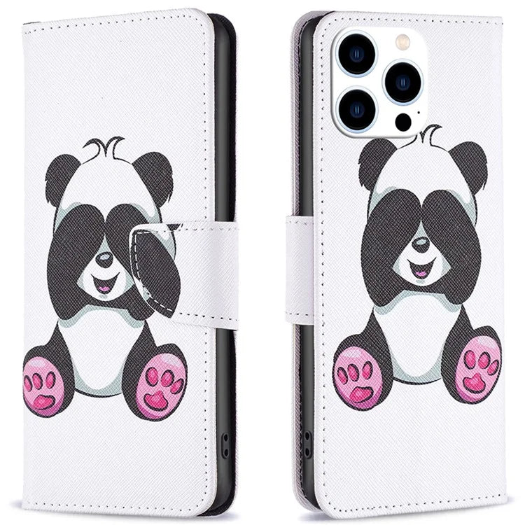 For iPhone 16 Pro Case Wallet Leather Flip Phone Cover Pattern Print