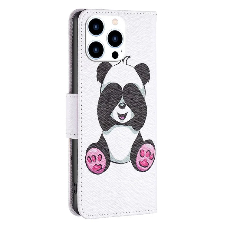 For iPhone 16 Pro Case Wallet Leather Flip Phone Cover Pattern Print