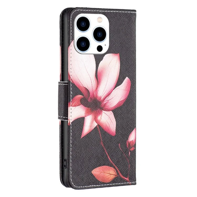 For iPhone 16 Pro Case Wallet Leather Flip Phone Cover Pattern Print