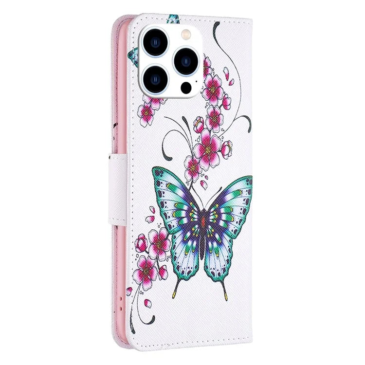 For iPhone 16 Pro Case Wallet Leather Flip Phone Cover Pattern Print