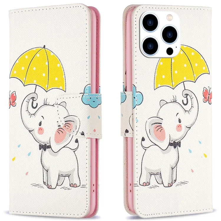 For iPhone 16 Pro Case Wallet Leather Flip Phone Cover Pattern Print