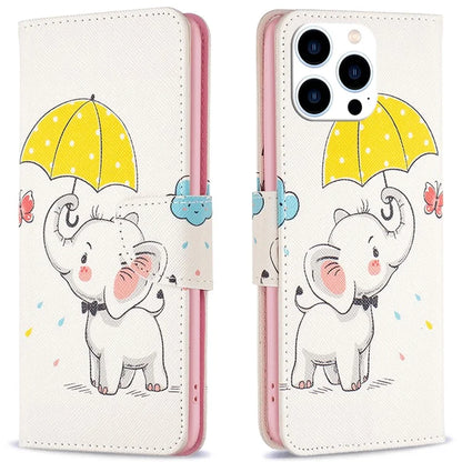 For iPhone 16 Pro Case Wallet Leather Flip Phone Cover Pattern Print