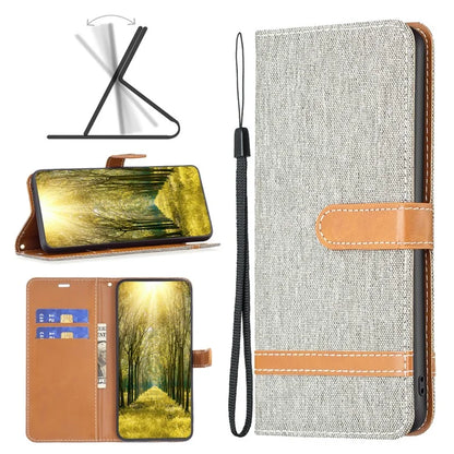 For iPhone 16 Pro Case Jeans Cloth Texture Wallet Splicing Phone Leather Cover