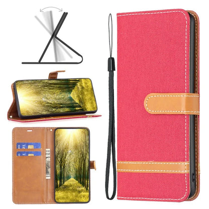 For iPhone 16 Pro Case Jeans Cloth Texture Wallet Splicing Phone Leather Cover