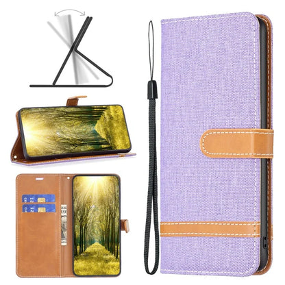 For iPhone 16 Pro Case Jeans Cloth Texture Wallet Splicing Phone Leather Cover