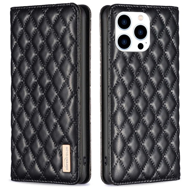 BINFEN COLOR BF Style-16 For iPhone 16 Pro Case PU Leather Phone Stand Phone Cases Wholesale