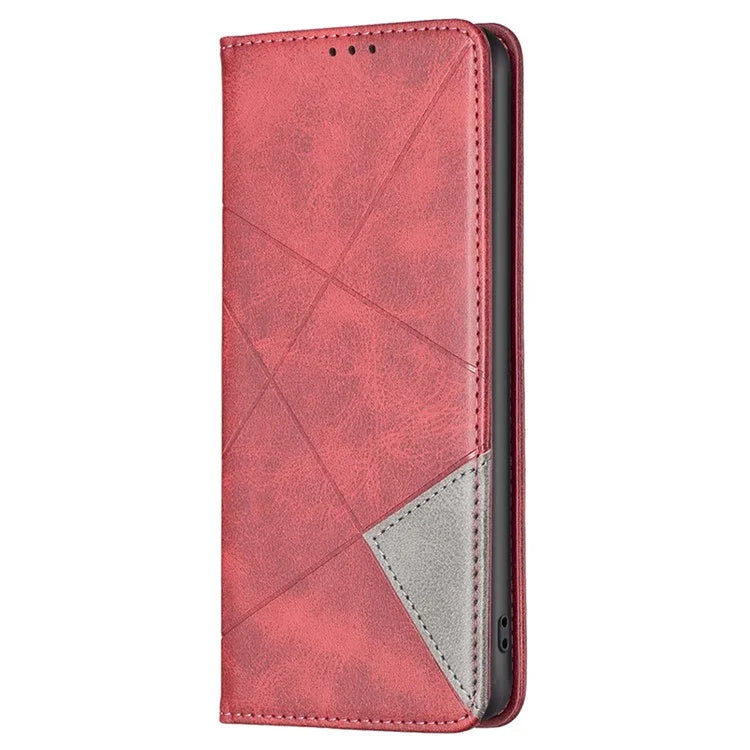 For iPhone 16 Pro Case Rhombus Texture PU Leather Phone Cover Hidden Magnetic Absorption
