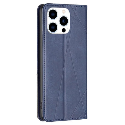 For iPhone 16 Pro Case Rhombus Texture PU Leather Phone Cover Hidden Magnetic Absorption