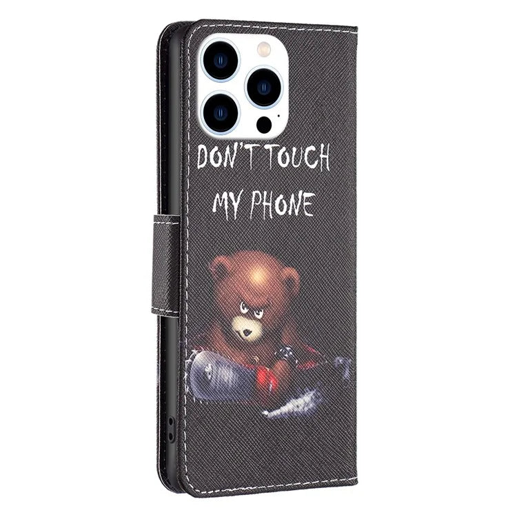 For iPhone 16 Pro Leather Case Pattern Printing Wallet Stand Phone Cover