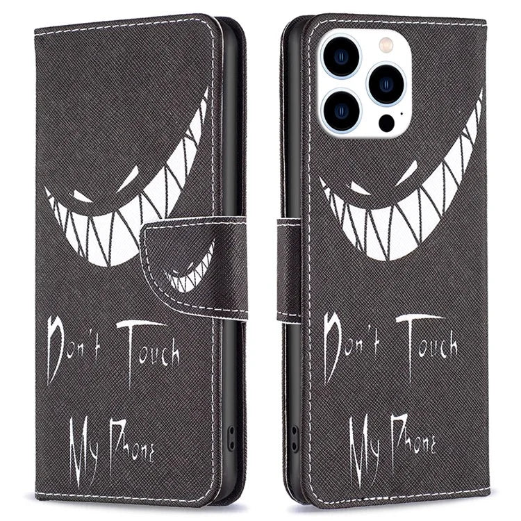For iPhone 16 Pro Leather Case Pattern Printing Wallet Stand Phone Cover