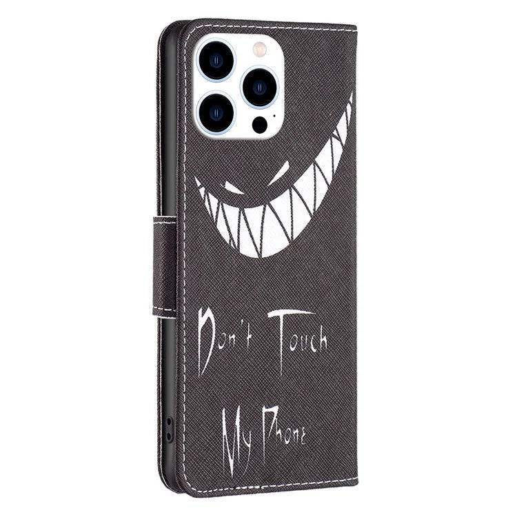 For iPhone 16 Pro Leather Case Pattern Printing Wallet Stand Phone Cover