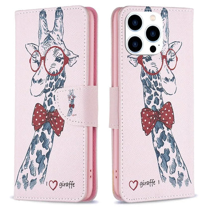 For iPhone 16 Pro Leather Case Pattern Printing Wallet Stand Phone Cover